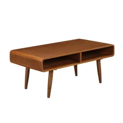 Kirkland's Home Coffee Tables-Walnut Mid-Century Modern Solid Wood Coffee Table