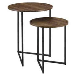 Kirkland's Home Accent & End Tables-Walnut Nesting V-Leg Accent Tables, Set Of 2