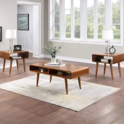 Kirkland's Home Coffee Tables-Walnut 3-Pc. Wood Coffee And Side Table Set