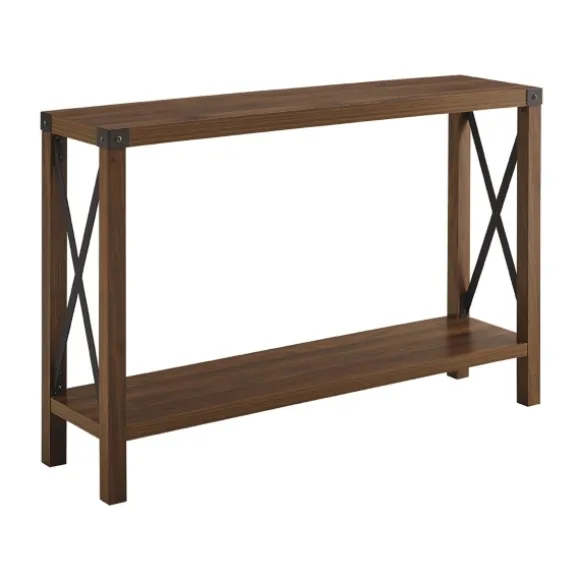 Kirkland's Home Console Tables-Walnut Rustic Farmhouse X-Frame Console Table