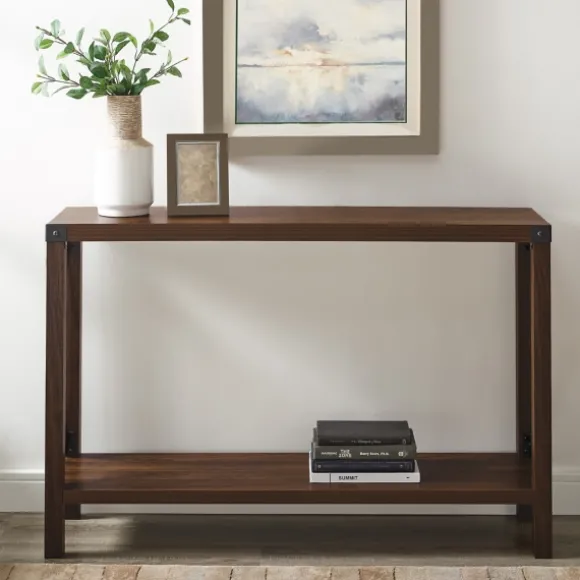 Kirkland's Home Console Tables-Walnut Rustic Farmhouse X-Frame Console Table