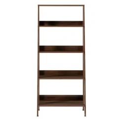 Kirkland's Home Bookshelves-Walnut 4-Tier Ladder Bookshelf
