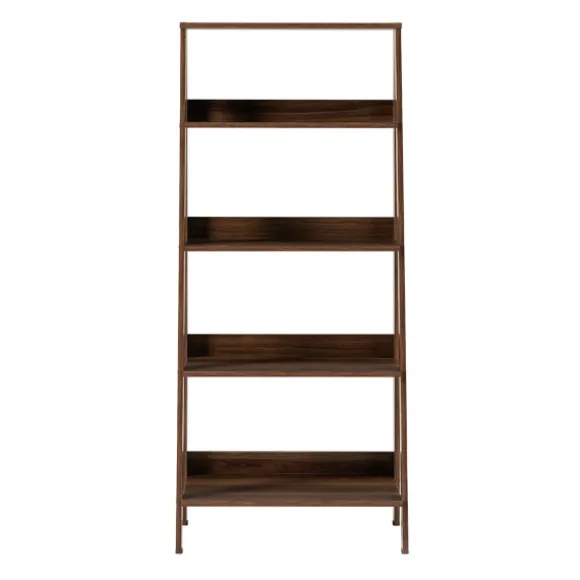 Kirkland's Home Bookshelves-Walnut 4-Tier Ladder Bookshelf