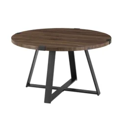 Kirkland's Home Coffee Tables-Walnut Urban Rustic Round Coffee Table