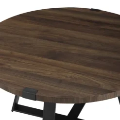 Kirkland's Home Coffee Tables-Walnut Urban Rustic Round Coffee Table