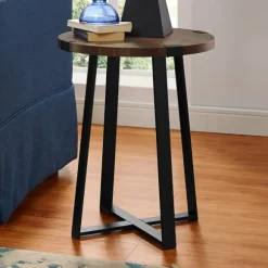 Kirkland's Home Accent & End Tables-Walnut Urban Rustic Round Accent Table