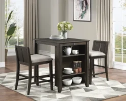 Kirkland's Home Dining Sets-Walnut Usb Counter Table And Stools, Set Of 3