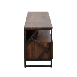 Kirkland's Home Tv Stands & Media Consoles-Walnut Wood And Black Steel Media Stand