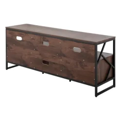 Kirkland's Home Tv Stands & Media Consoles-Walnut Wood And Black Steel Media Stand
