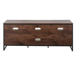 Kirkland's Home Tv Stands & Media Consoles-Walnut Wood And Black Steel Media Stand