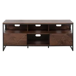 Kirkland's Home Tv Stands & Media Consoles-Walnut Wood And Black Steel Media Stand