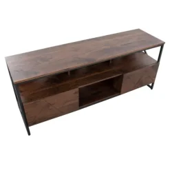Kirkland's Home Tv Stands & Media Consoles-Walnut Wood And Black Steel Media Stand