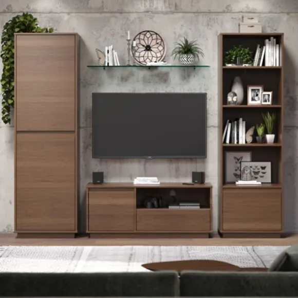 Kirkland's Home Bookshelves-Walnut Wood 2-Door Modern Bookshelf