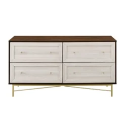 Kirkland's Home Dressers & Chests-Walnut Wood Faced Gold Base Dresser