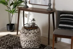 Kirkland's Home Console Tables-Walnut Wood Frame Splayed Legs Console