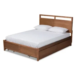 Kirkland's Home Beds & Headboards-Walnut Wood Headboard 4-Drawer King Platform Bed