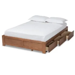 Kirkland's Home Beds & Headboards-Walnut Wooden 3-Drawer Platform Bed