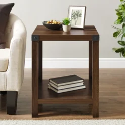 Kirkland's Home Accent & End Tables-Walnut X-Frame Rustic Wood Accent Table