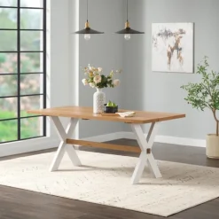 Kirkland's Home Dining Tables-Warm Cherry Birch Trestle Base Dining Table