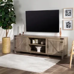 Kirkland's Home Tv Stands & Media Consoles-Wash Barn Door Tv Stand