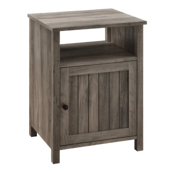 Kirkland's Home Accent & End Tables-Wash Grooved Door Side Table