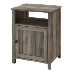 Kirkland's Home Accent & End Tables-Wash Grooved Door Side Table
