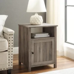 Kirkland's Home Accent & End Tables-Wash Grooved Door Side Table