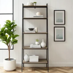 Kirkland's Home Bookshelves-Wash Industrial Ladder Bookshelf