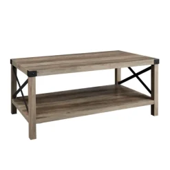 Kirkland's Home Coffee Tables-Wash Industrial X-Frame Coffee Table