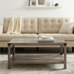 Kirkland's Home Coffee Tables-Wash Industrial X-Frame Coffee Table