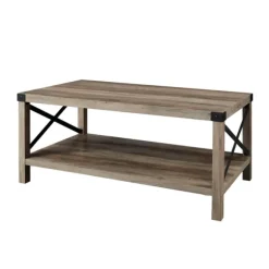 Kirkland's Home Coffee Tables-Wash Industrial X-Frame Coffee Table