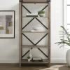 Kirkland's Home Bookshelves-Wash Metal X Frame Back Bookshelf