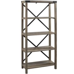 Kirkland's Home Bookshelves-Wash Metal X Frame Back Bookshelf