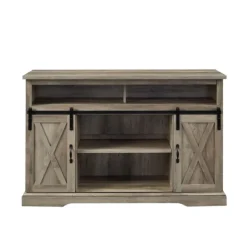 Kirkland's Home Tv Stands & Media Consoles-Wash Sliding Barn Door Highboy Tv Stand