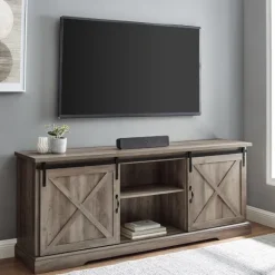 Kirkland's Home Tv Stands & Media Consoles-Wash Sliding Barn Door Tv Stand
