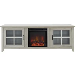 Kirkland's Home Tv Stands & Media Consoles-Wash Windowpane Fireplace Cabinet