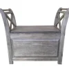 Kirkland's Home Benches & Ottomans-Washed Acacia Wood Storage Bench With Arms