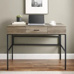 Kirkland's Home Office Furniture-Washed Lift Top Storage Desk