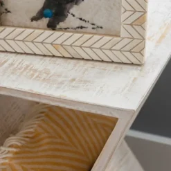 Kirkland's Home Accent & End Tables-Washed Mango Wood Hourglass Accent Table