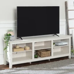 Kirkland's Home Tv Stands & Media Consoles-Washed Wood Tv Stand, 70 In.