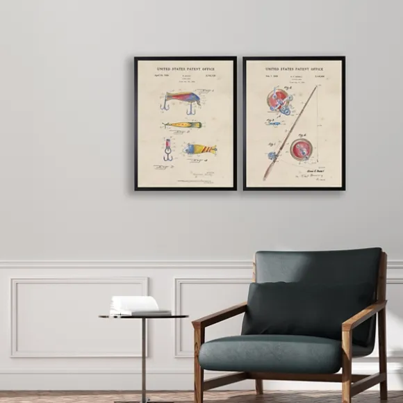 Kirkland's Home Framed Art-Watercolor Fishing Rod Patent Framed Art Print