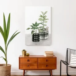 Kirkland's Home Canvas Art-Watercolor Plaid Vase Canvas Art Print, 20X30 In.