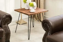 Kirkland's Home Accent & End Tables-Weather Fir Wood And Hairpin Legs Accent Table