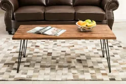 Kirkland's Home Coffee Tables-Weather Fir Wood And Hairpin Legs Coffee Table