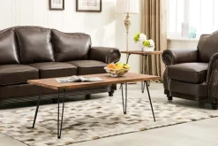 Kirkland's Home Coffee Tables-Weather Fir Wood And Hairpin Legs Coffee Table