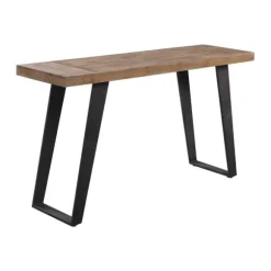 Kirkland's Home Console Tables-Weathered Oak And Metal Console Table