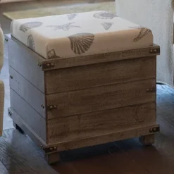 Kirkland's Home Benches & Ottomans-Weathered Square Seashell Storage Ottoman