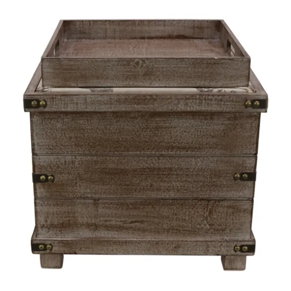 Kirkland's Home Benches & Ottomans-Weathered Square Seashell Storage Ottoman