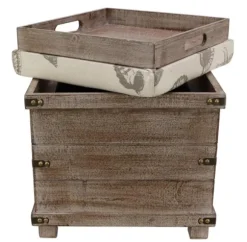 Kirkland's Home Benches & Ottomans-Weathered Wood Seashell Storage Ottoman