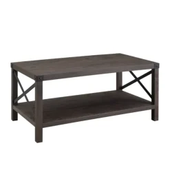 Kirkland's Home Coffee Tables-Wenge Brown X-Frame Coffee Table